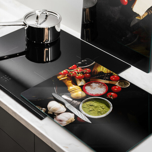 Steklena podloga za rezanje Italijanske sestavine in začimbe