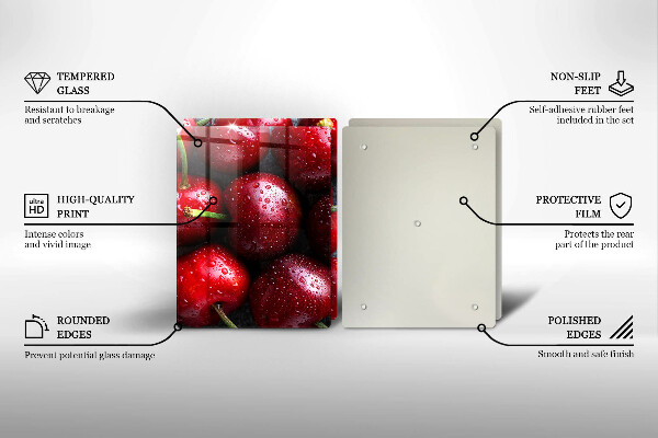 Steklena podloga za rezanje Češnje od blizu