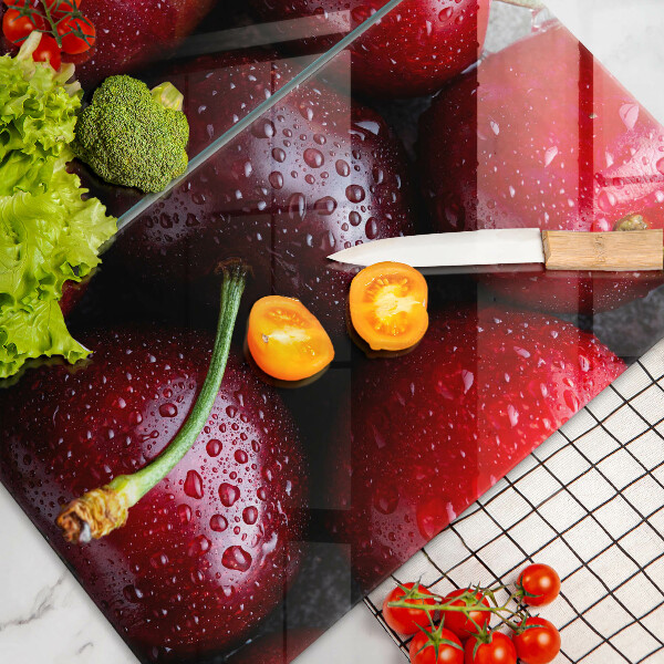 Steklena podloga za rezanje Češnje od blizu