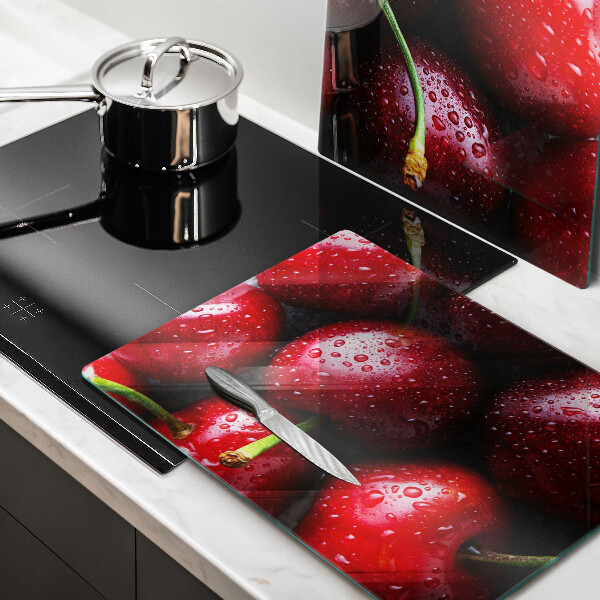 Steklena podloga za rezanje Češnje od blizu