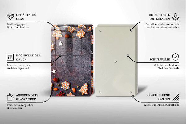 Steklena podloga za rezanje Medenjakov božič