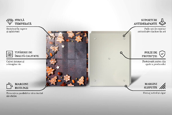 Steklena podloga za rezanje Medenjakov božič