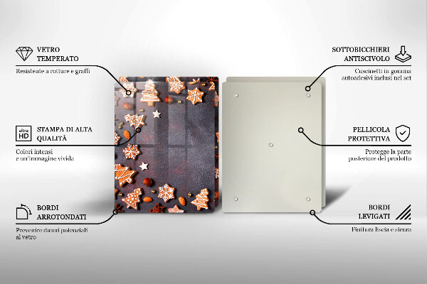 Steklena podloga za rezanje Medenjakov božič