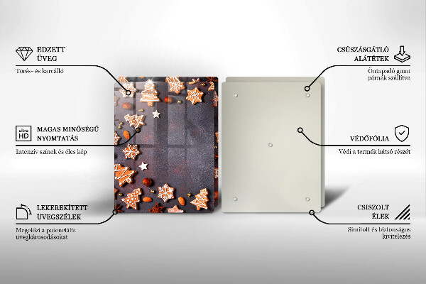 Steklena podloga za rezanje Medenjakov božič