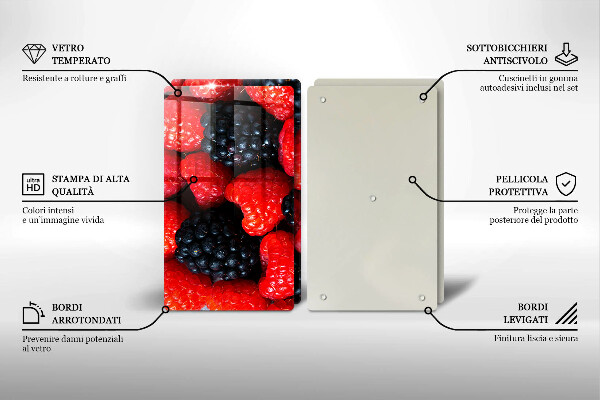 Steklena podloga za rezanje Maline in robide