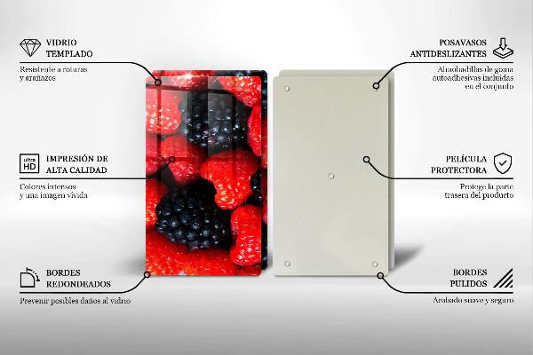 Steklena podloga za rezanje Maline in robide