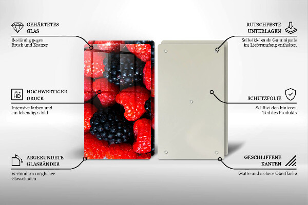 Steklena podloga za rezanje Maline in robide