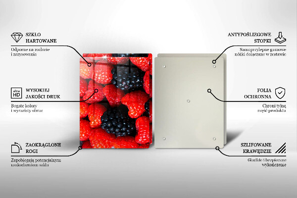 Steklena podloga za rezanje Maline in robide