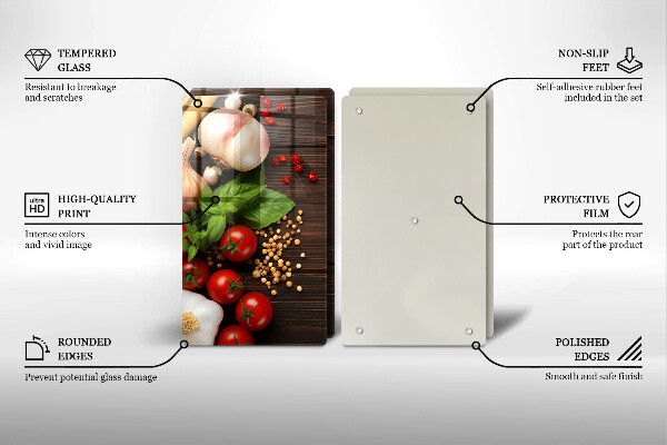 Steklena podloga za rezanje Zelenjava na mizi