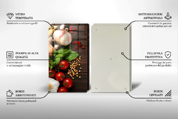 Steklena podloga za rezanje Zelenjava na mizi