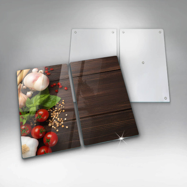 Steklena podloga za rezanje Zelenjava na mizi