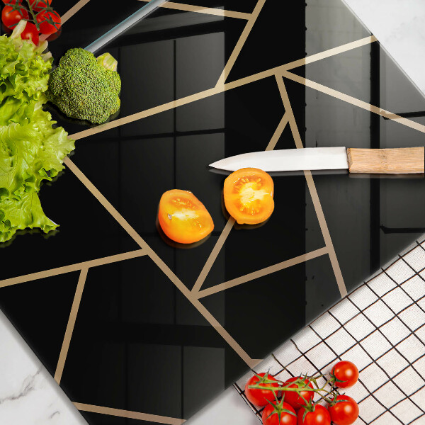 Steklena podloga za rezanje Črna abstrakcija