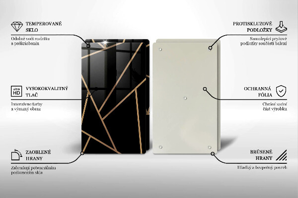 Steklena podloga za rezanje Črna abstrakcija