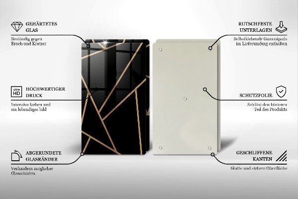Steklena podloga za rezanje Črna abstrakcija