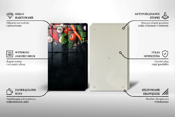 Steklena podloga za rezanje Pisana zelenjava