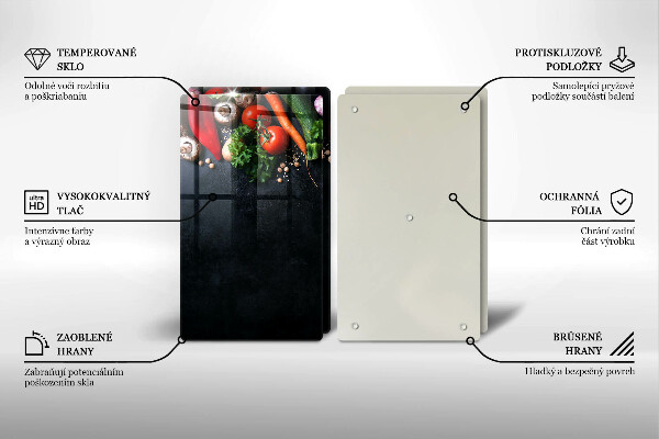 Steklena podloga za rezanje Pisana zelenjava