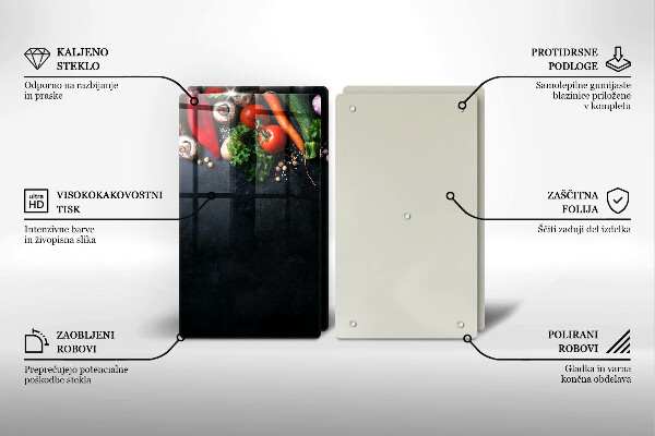 Steklena podloga za rezanje Pisana zelenjava