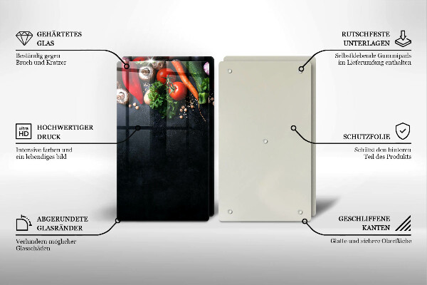 Steklena podloga za rezanje Pisana zelenjava