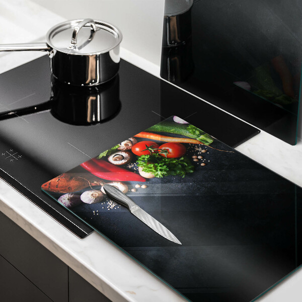 Steklena podloga za rezanje Pisana zelenjava