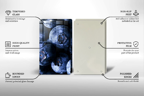 Steklena podloga za rezanje Jagode od blizu