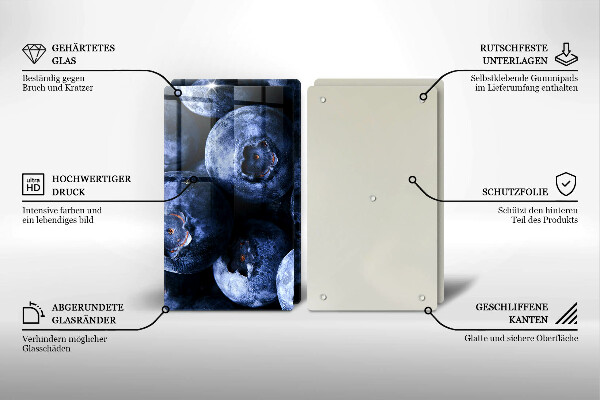 Steklena podloga za rezanje Jagode od blizu