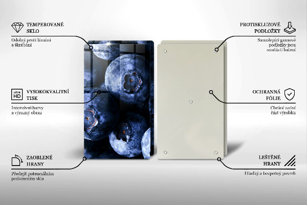 Steklena podloga za rezanje Jagode od blizu