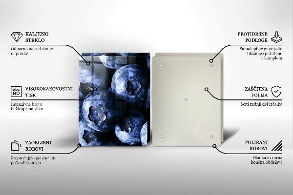 Steklena podloga za rezanje Jagode od blizu