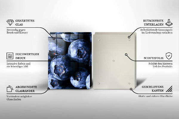 Steklena podloga za rezanje Jagode od blizu