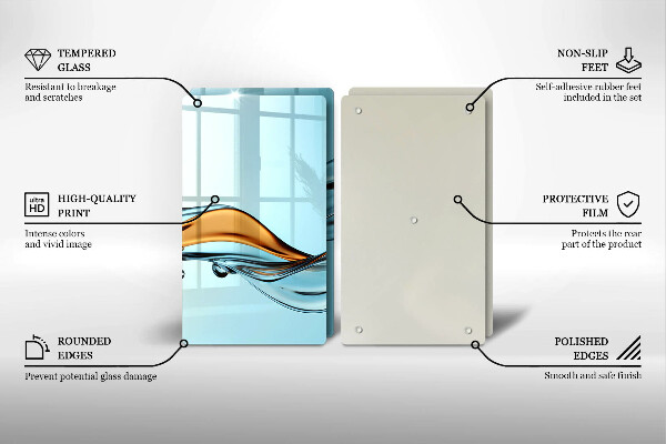 Steklena podloga za rezanje Voda na modrem ozadju