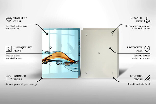 Steklena podloga za rezanje Voda na modrem ozadju