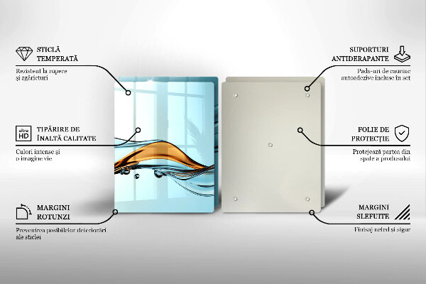 Steklena podloga za rezanje Voda na modrem ozadju