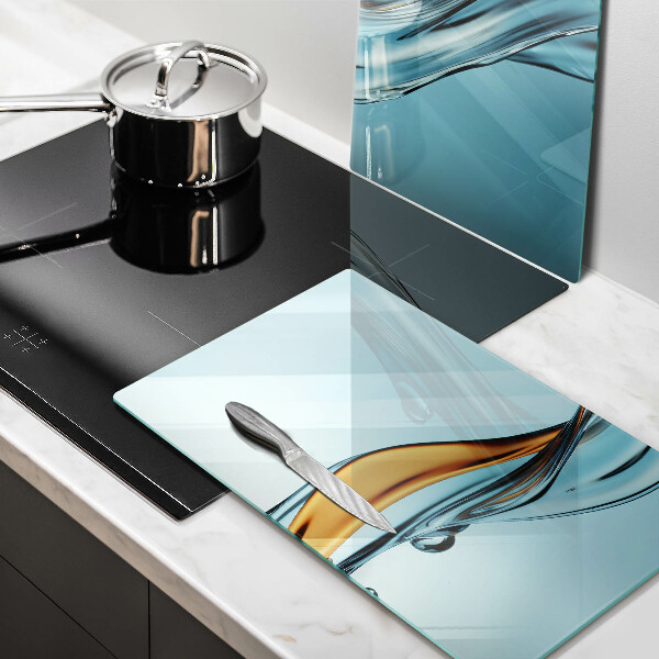 Steklena podloga za rezanje Voda na modrem ozadju