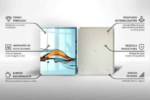 Steklena podloga za rezanje Voda na modrem ozadju