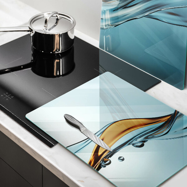 Steklena podloga za rezanje Voda na modrem ozadju