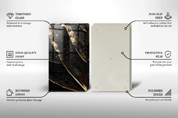 Steklena podloga za rezanje Zlati lističi