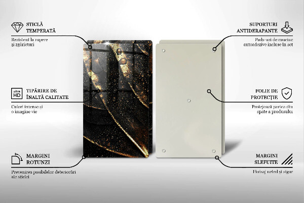 Steklena podloga za rezanje Zlati lističi