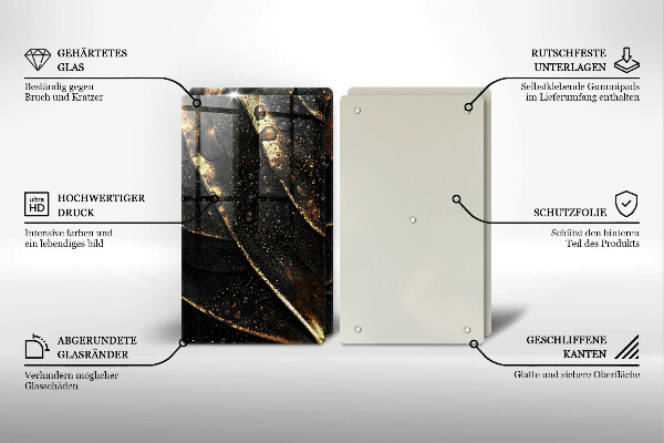 Steklena podloga za rezanje Zlati lističi