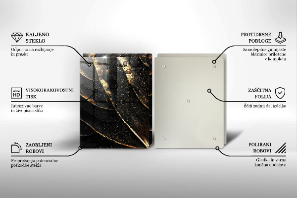 Steklena podloga za rezanje Zlati lističi