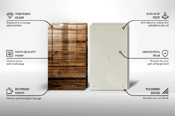 Steklena podloga za rezanje Tekstura lesa