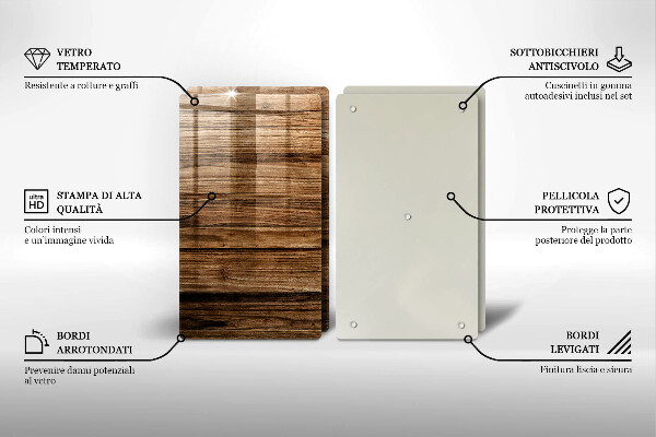 Steklena podloga za rezanje Tekstura lesa
