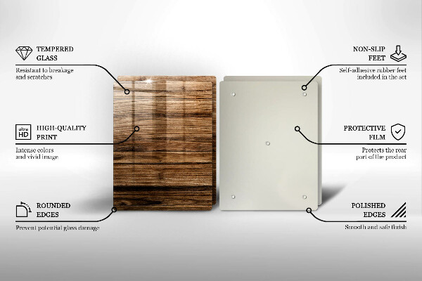 Steklena podloga za rezanje Tekstura lesa