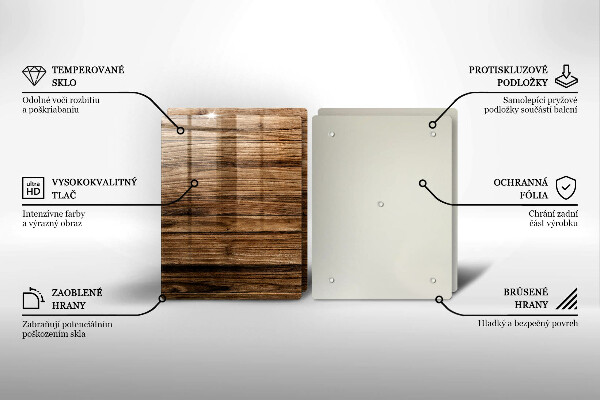 Steklena podloga za rezanje Tekstura lesa