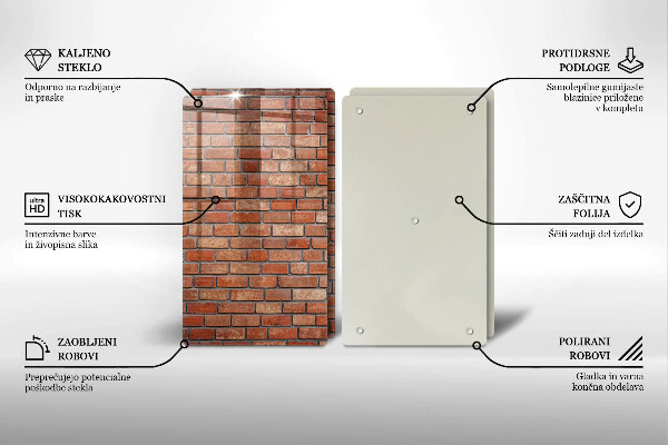Steklena podloga za rezanje Stena iz opečne stene