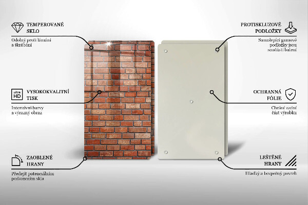 Steklena podloga za rezanje Stena iz opečne stene
