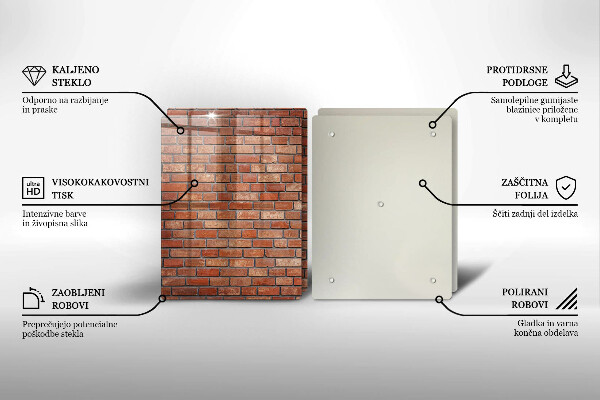 Steklena podloga za rezanje Stena iz opečne stene