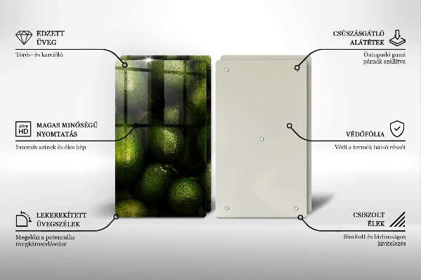 Steklena podloga za rezanje Sadje avokada