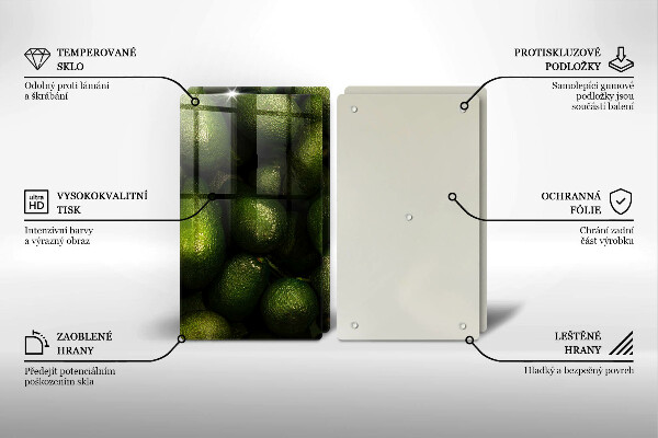 Steklena podloga za rezanje Sadje avokada