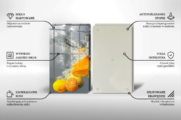 Steklena podloga za rezanje Limone v vodi