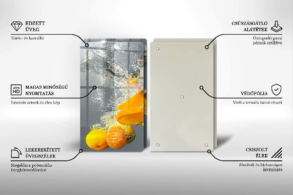 Steklena podloga za rezanje Limone v vodi