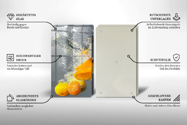 Steklena podloga za rezanje Limone v vodi